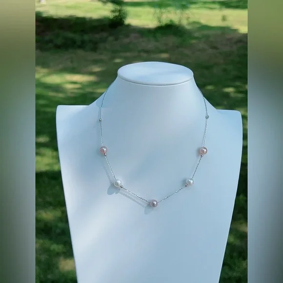 M7 Handmade S925 Freshwater Pearl Necklace two way wearing - Picture 4 of 7